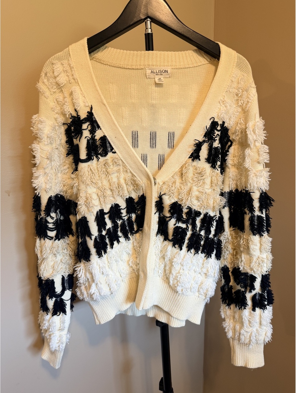 Allison NY Cream Textured Button Front Cardigan Size S